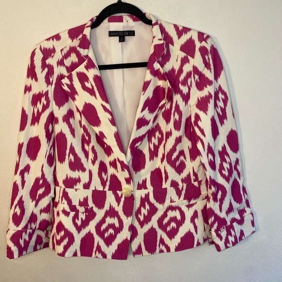Lafayette 148 New York Jackets & Blazers - Lafayette 148 Pink & White Ikat Blazer Jacket Womens Size 8